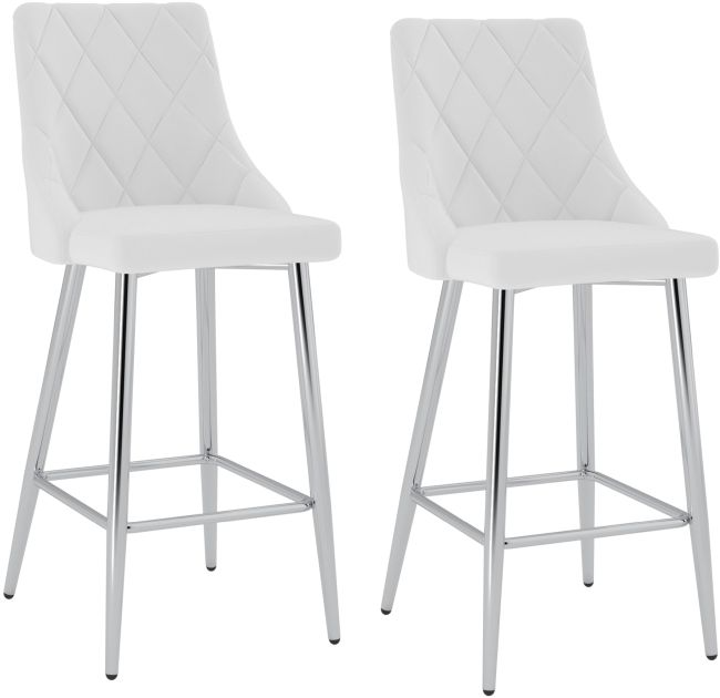 Worldwide Homefurnishings Inc. Devo 2-Piece Chrome/White Counter Stool Set