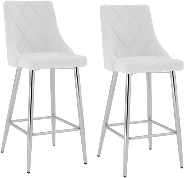 Worldwide Homefurnishings Inc. Devo 2-Piece Chrome/White Counter Stool Set-0