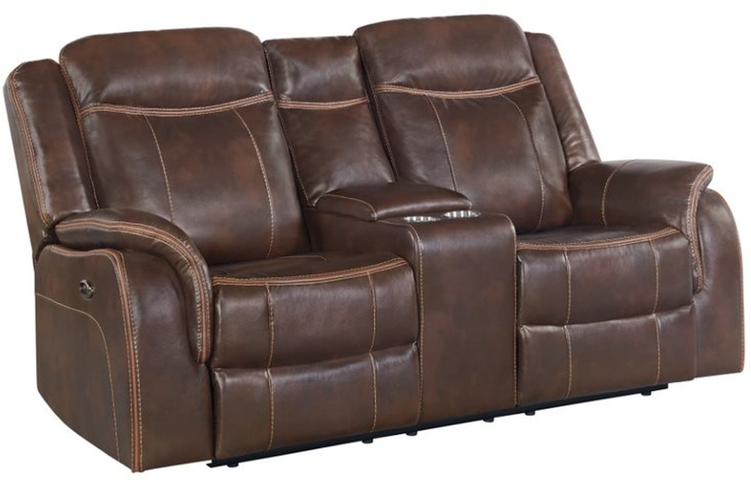 Brown recliner loveseat with console discount