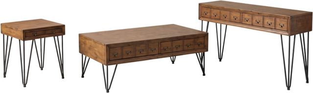 Elements International Boone 3-Piece Light Walnut Occasional Living Room Table Set-0