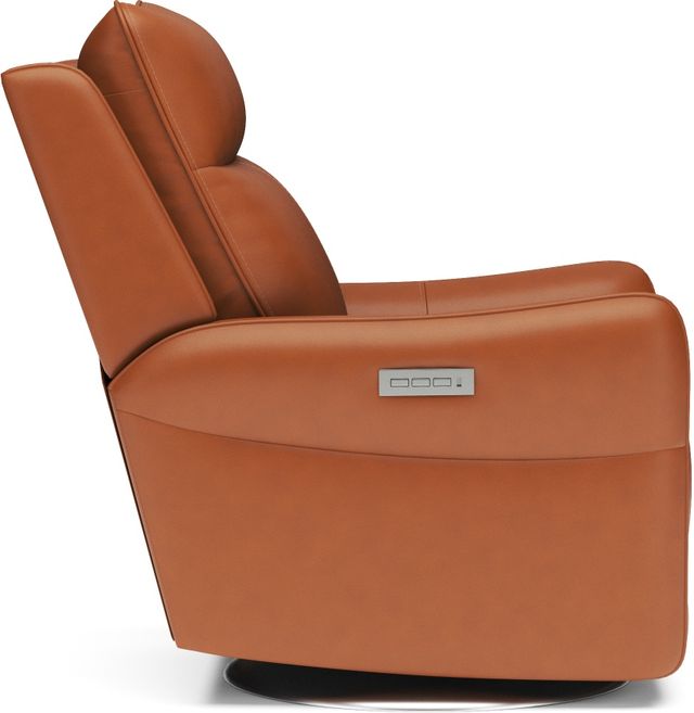 Flexsteel® Spin Dark Orange Swivel Power Recliner with Power Headrest and Lumbar-2