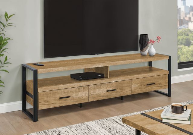 Monarch Specialties Inc. Black/Mango 72" Wood-Look TV Stand with 3 Drawers-1