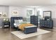 Homelegance® Sloane Navy Blue Twin Youth Bookcase Platform Bed with Hidden Desk, Stool and Storage Bench-1