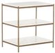 Four Hands Felix Polished White Marble/Antique Brass Nightstand-0