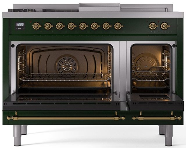 Ilve® Nostalgie II Series 48" Emerald Green Pro Style Dual Fuel Range-1