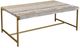 Horizon Home® Everest White Travertine Top Cocktail Table with Gold Base-0