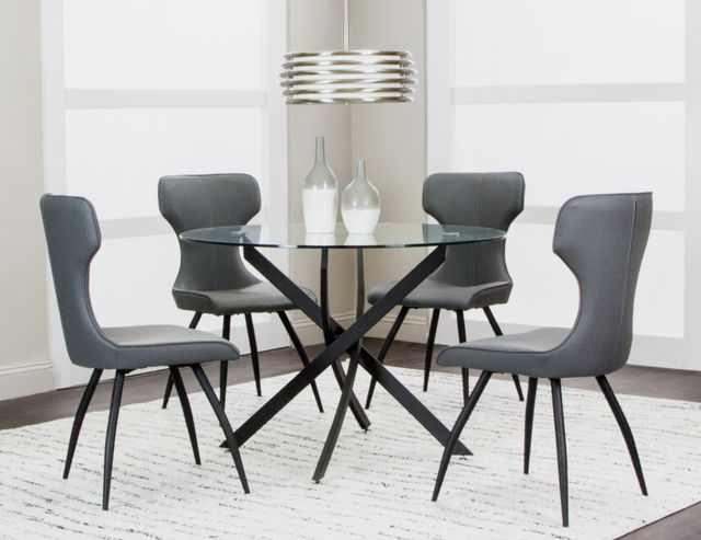 Cramco Eclipse Glass Top Round Dining Table with Matte Black Base-1