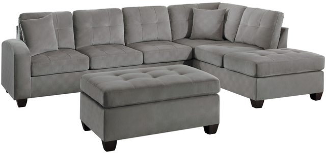Homelegance® Emilio 3-Piece Gray L-Shape Sectional with Ottoman-0