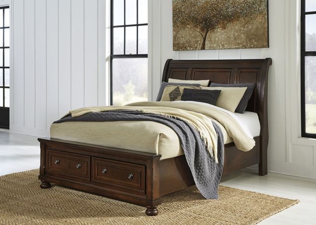 Millennium® by Ashley® Porter Rustic Brown Queen Sleigh Storage Bed-8