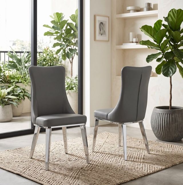 Cramco Leah Charcoal/Chrome Dining Side Chair-1