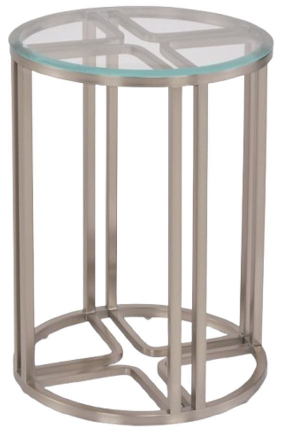 Michael Amini® Laguna Glass Top Chair Side Table with Ridge Silver Mist Base-0