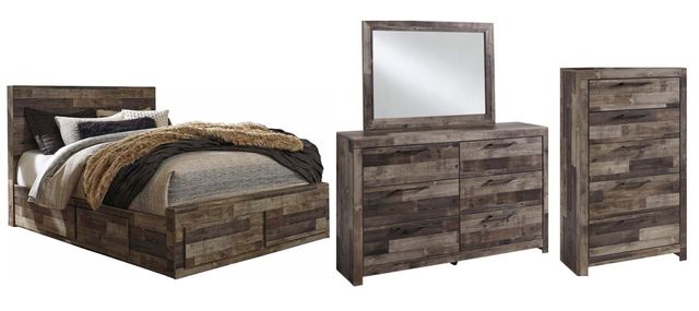 Benchcraft® Derekson 4-Piece Multi Gray Full Panel Storage Bed Set-0