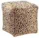 Moe's Home Collection Spotted Goat Cream Leopard Fur Pouf-0