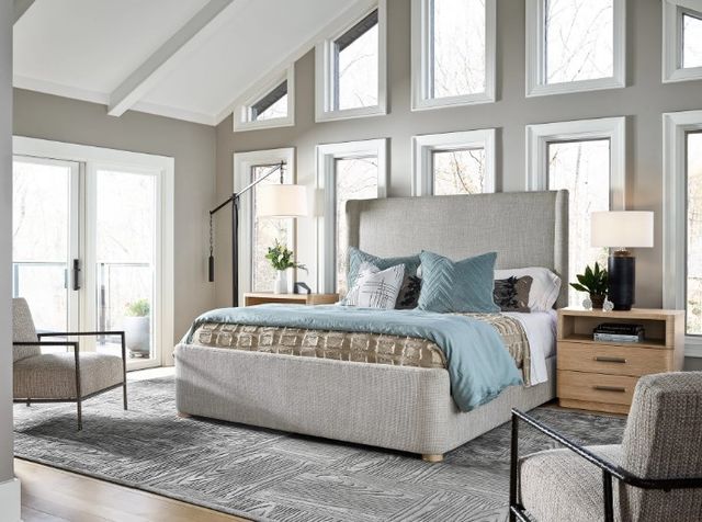 Universal Explore Home™ Modern Nomad Daybreak Solaz Sand Queen Upholstered Panel Bed-1