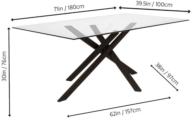 Cramco Nero Glass Top Dining Table with Matte Black Base-2