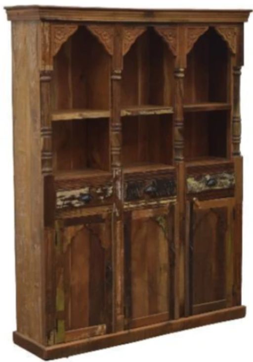 Jaipur Furniture Wdn Brown Old World Triple Arch Bookcase-0