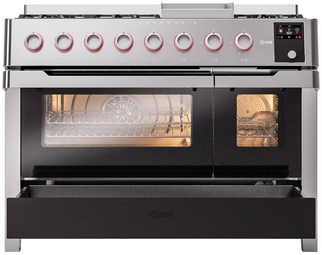 Ilve® Panoramagic 48" Stainless Steel Pro Style Dual Fuel Range-1