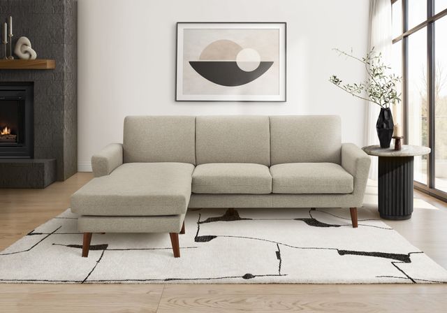 Monarch Specialties Inc. Light Brown 86" Sofa Lounger and Reversible Chaise-1