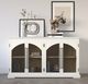 Jofran Inc. Archdale Antique White 4-Door Gothic Arch Accent Cabinet-1