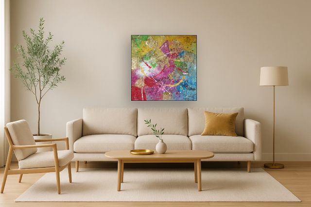 Classy Living Gold Rush Spectrum Abstraction Wall Art-1