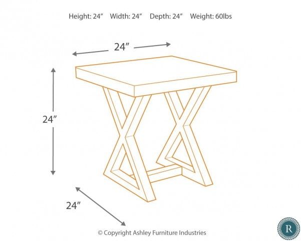 Signature Design by Ashley® Wesling Light Brown End Table with Black Trestle Legs-3