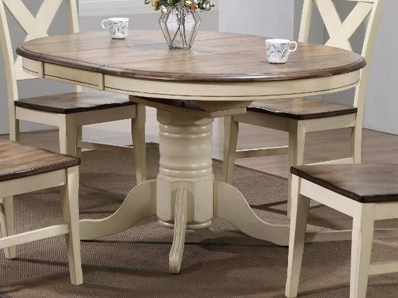 Urban Styles Furniture Oxford Brown Round Dining Table with White Base-0