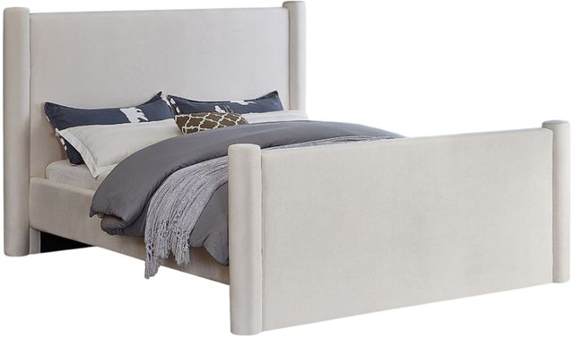 Meridian Furniture Elias Cream Velvet Full Upholstered Panel Bed-0
