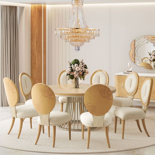 Michael Amini® Camellia Field Caramel Round Dining Table-1