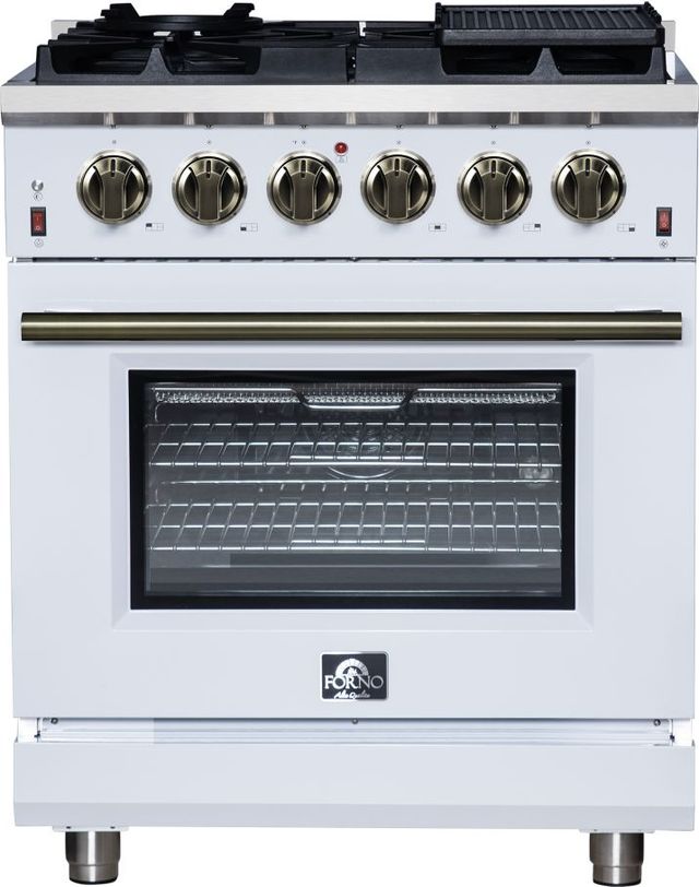 FORNO® Massimo Series Alta Qualita 30" White Pro Style Gas Range-0