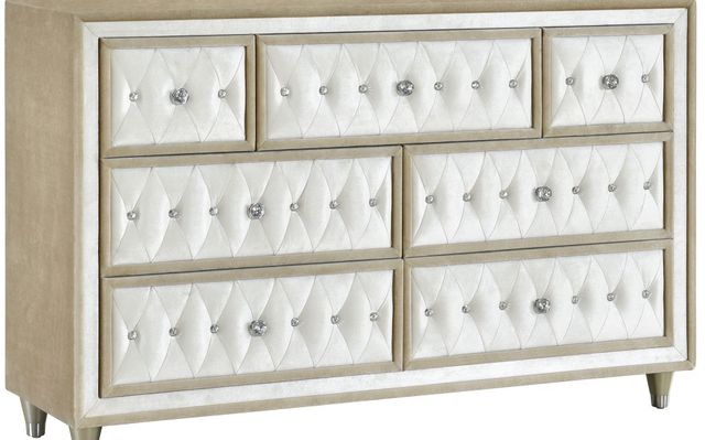 Coaster® Antonella Camel/Ivory 7-Drawer Upholstered Dresser and Mirror-1