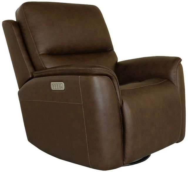 Flexsteel® Henry Burnt Umber Leather Power Swivel Gliding Recliner-0