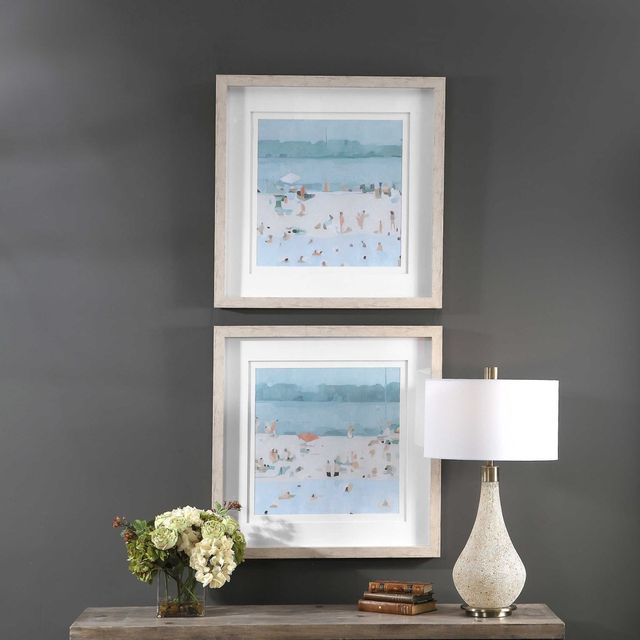 Uttermost® Emma Scarvey 2-Piece Sea Glass Sandbar Framed Prints Set-1