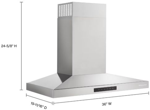 KitchenAid® 36" Stainless Steel Wall Mounted Range Hood-2