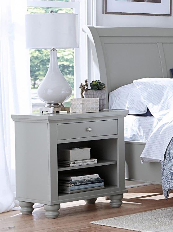 aspenhome® Cambridge Gray 1-Drawer Nightstand-1