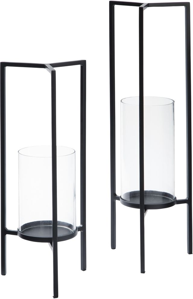 Signature Design by Ashley® Ginette 2-Piece Black Candle Holder Set