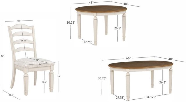Powell® Stanbury 5-Piece Antique White/Brown Dining Set-2