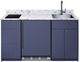 Summit® TurnKey Caldera Kitchen 63" Midnight Navy Kitchenette with 5 Cu. Ft. Undercounter the Refrigerator, Induction Cooktop and Sink with Faucet-1