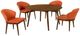 Armen Living Arcadia and Juno 5-Piece Orange/Walnut 48" Dining Set-0