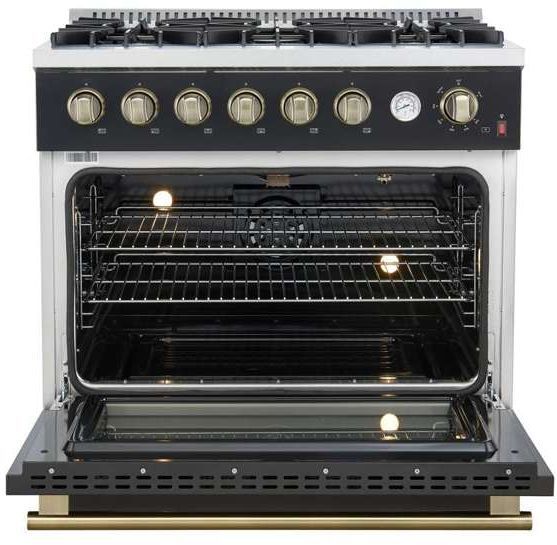 FORNO® Marco Series Alta Qualita 36" Black Pro Style Gas Range-3
