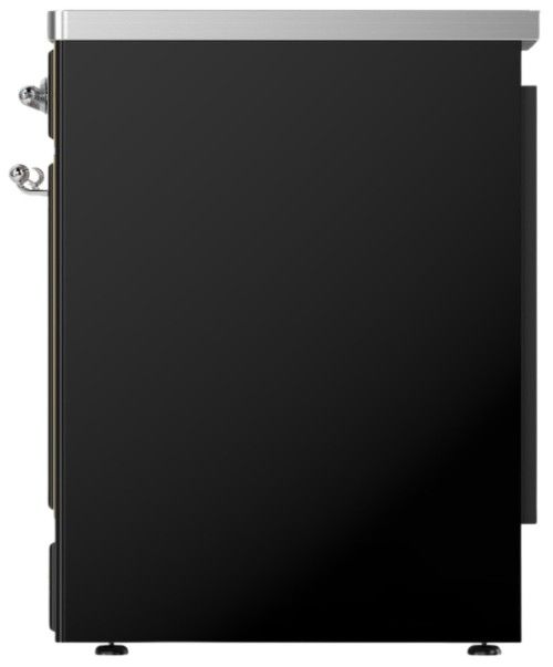 Ilve® Majestic III 30" Glossy Black Pro Style Induction Range with Solid Door and Chrome Trim-2