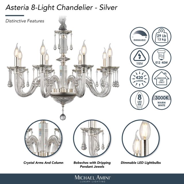 Michael Amini® Asteria Silver 8-Light Chandelier-3