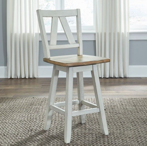 Liberty Furniture Lindsey Farm Sandstone/Weathered White Counter Height Swivel Chair-1
