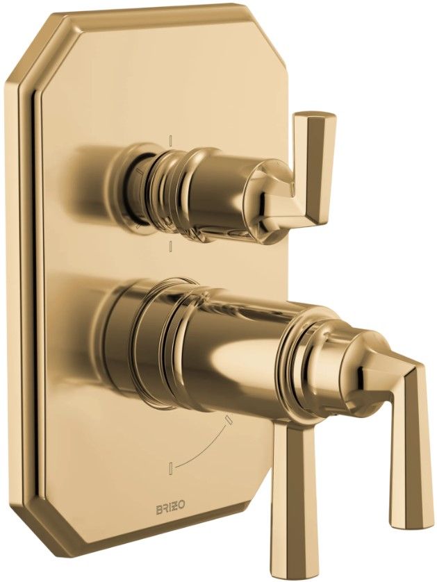 Brizo Beauclere® Brilliance® Polished Gold TempAssure® Thermostatic Valve with Integrated 6-Function Diverter Trim-0