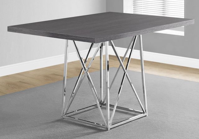 Monarch Specialties Inc. Grey Top Dining Table with Chrome Base-1