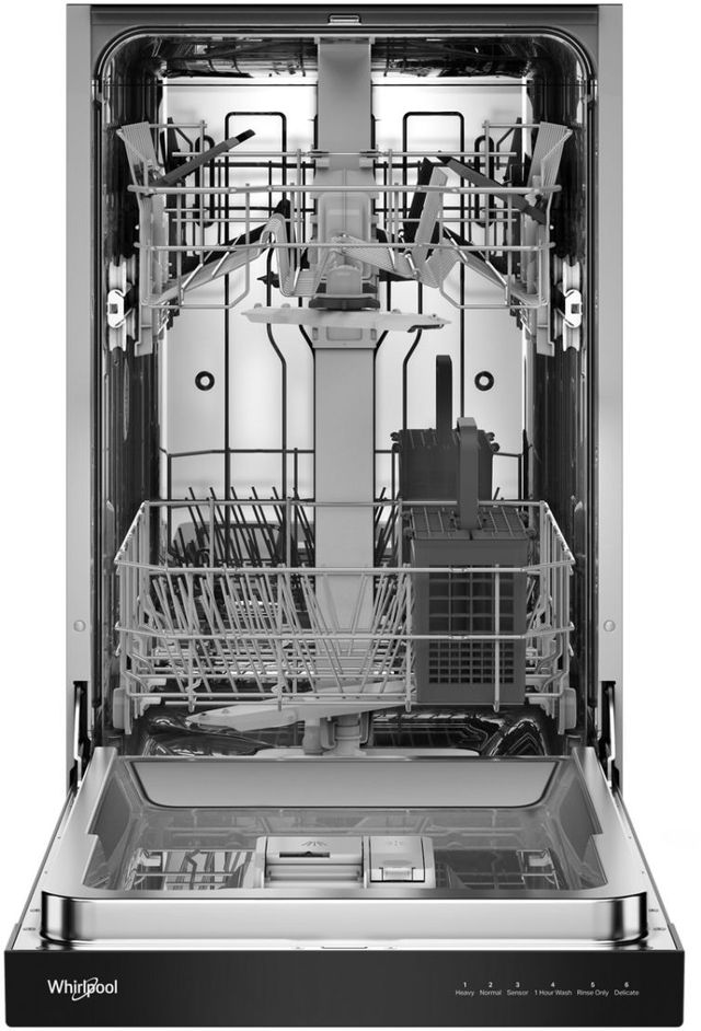 Whirlpool® 18" Stainless Steel Front Control Built-In Dishwasher with Half Load Cycle and Triple Spray Arms-1