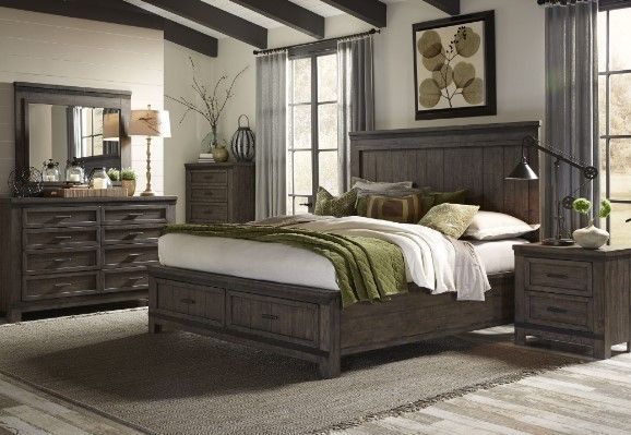 Liberty Furniture Thornwood Hills 4-Piece Rock Beaten Gray Queen Panel Storage Bedroom Set-4