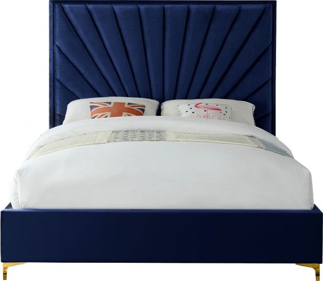 Meridian Furniture Eclipse Navy Velvet Queen Bed-1