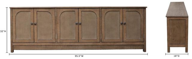 Nest Home Collections Blake Antique Natural/Rattan Six-Door Cabinet-2