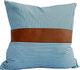 Livia Leather Stripe Blue/Tan Decorative Pillow-0