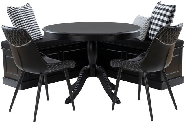 Linon Norah August 5-Piece Black Nook Dining Set with Cushion Set-0
